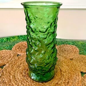 E O Brody textured green glass vase, EUC